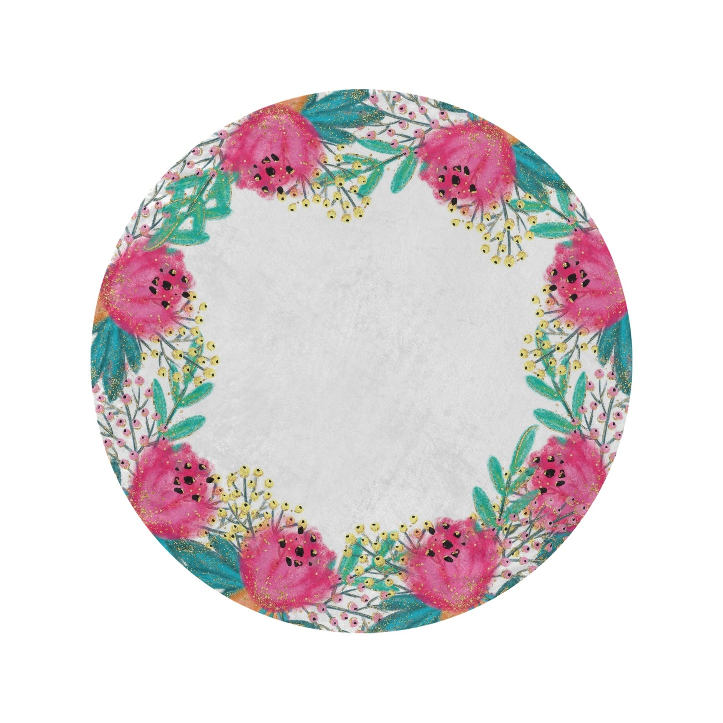 Australian Christmas Floral Circular Micro Fleece Blanket