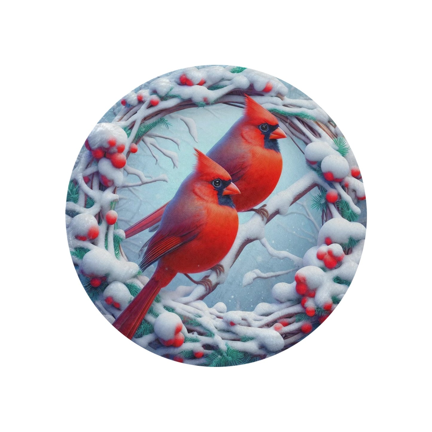 Christmas Cardinals Circular Micro Fleece Blanket