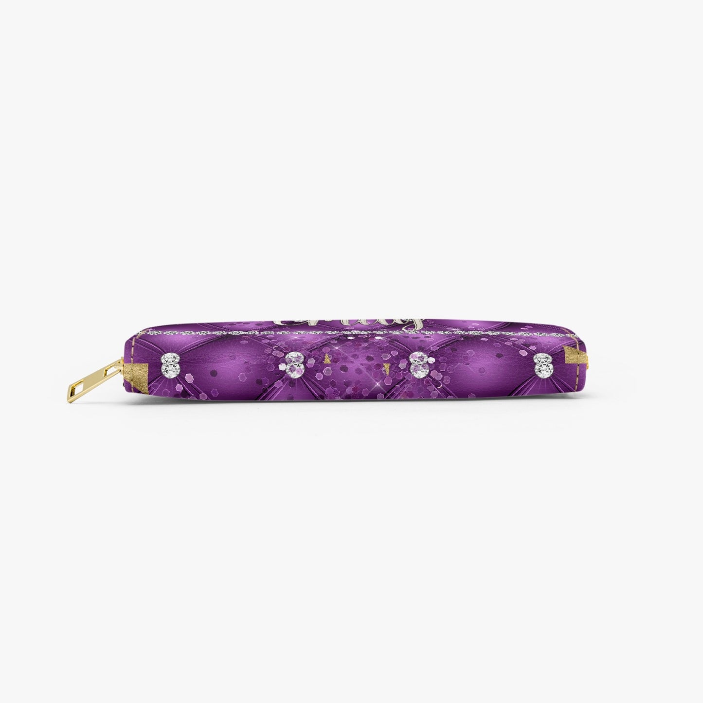 Long Type Zipper Purse - Purple Floral - Personalised