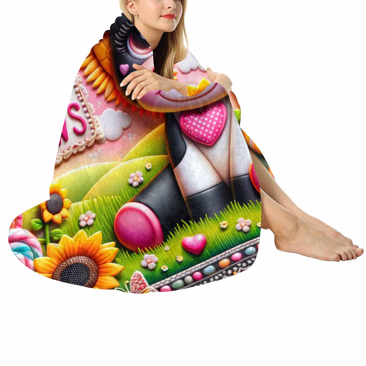 Just a Girl Who Loves Cows Awd351117  Circular Micro Fleece Blanket 60"