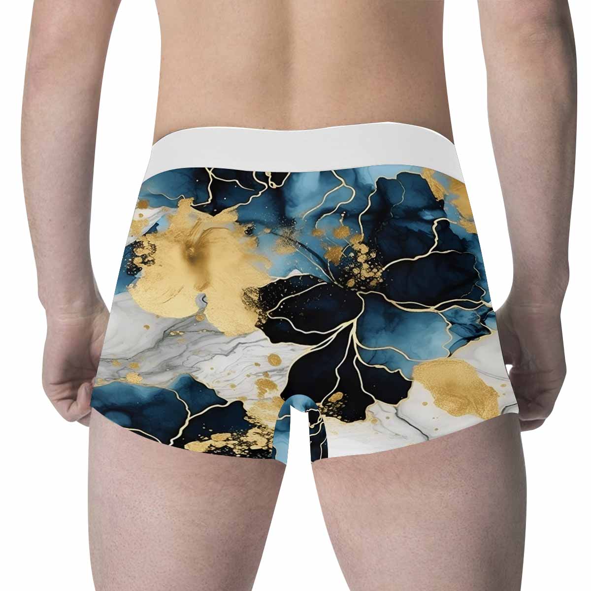 Blue Ink Floral  Men's All Over Print Boxer Briefs (Made In AUS)