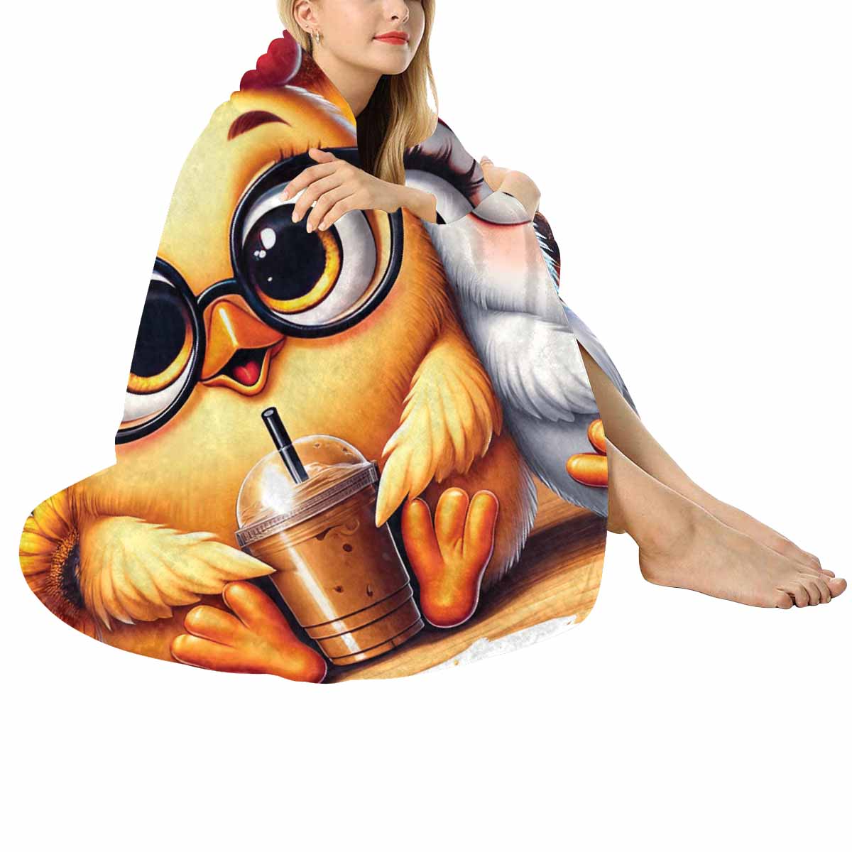 Chickens_Awd35174  Circular Micro Fleece Blanket 60"