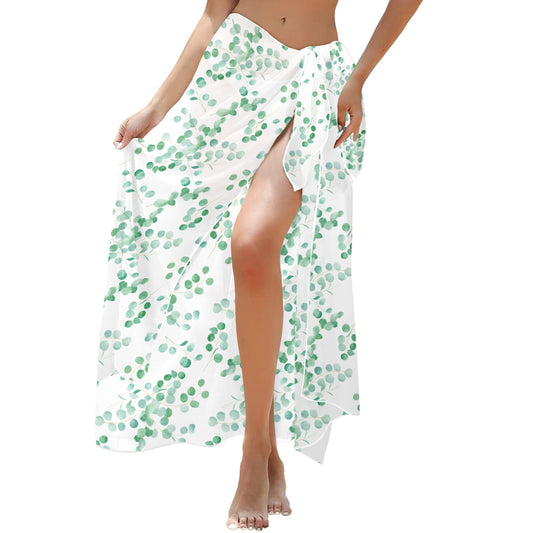 Australian Eucalyptus Leaves Large Print Long Beach Sarong Wrap