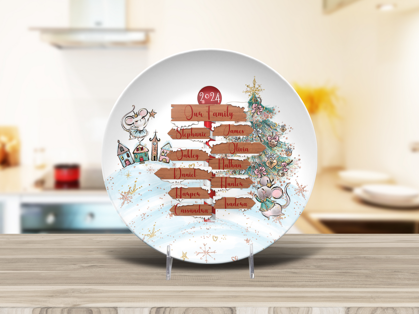 Personalised North Pole Christmas Plate, Family Christmas Plate