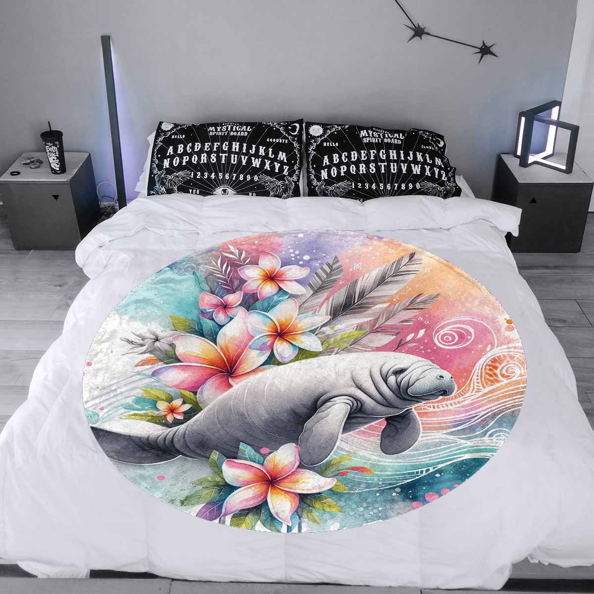 Sea_Animals_Dugong_Awd351102  Circular Micro Fleece Blanket 60"
