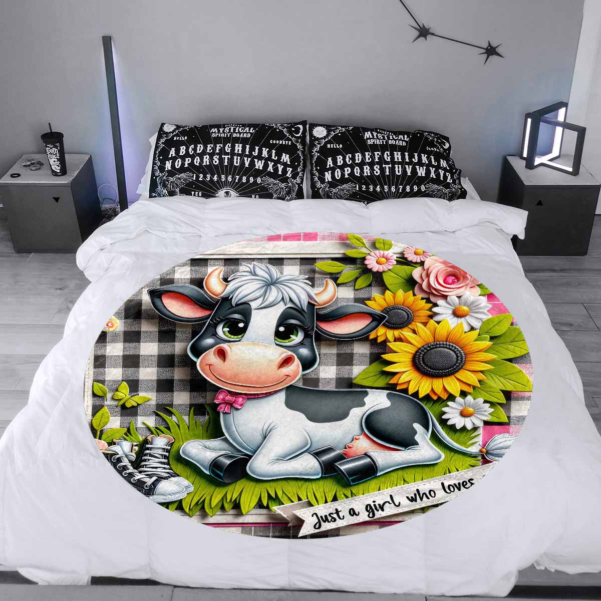 Just a Girl Who Loves Cows Awd351118  Circular Micro Fleece Blanket 60"