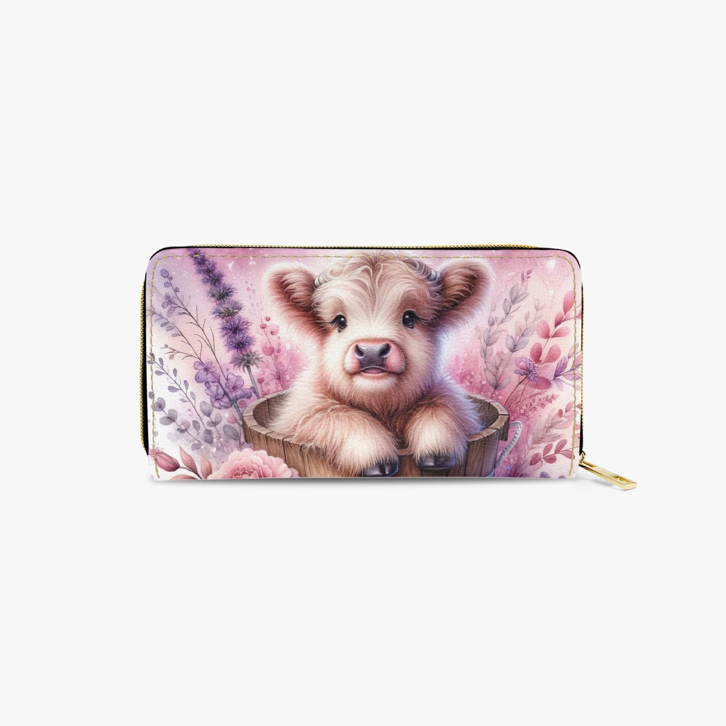 Long Type Zipper Purse - Highland Cow