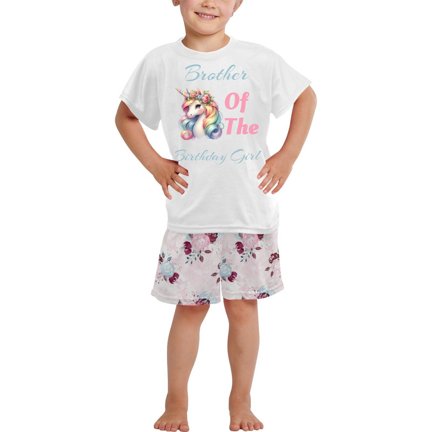 Personalised Matching Unicorn Birthday Shirt and Short Sets