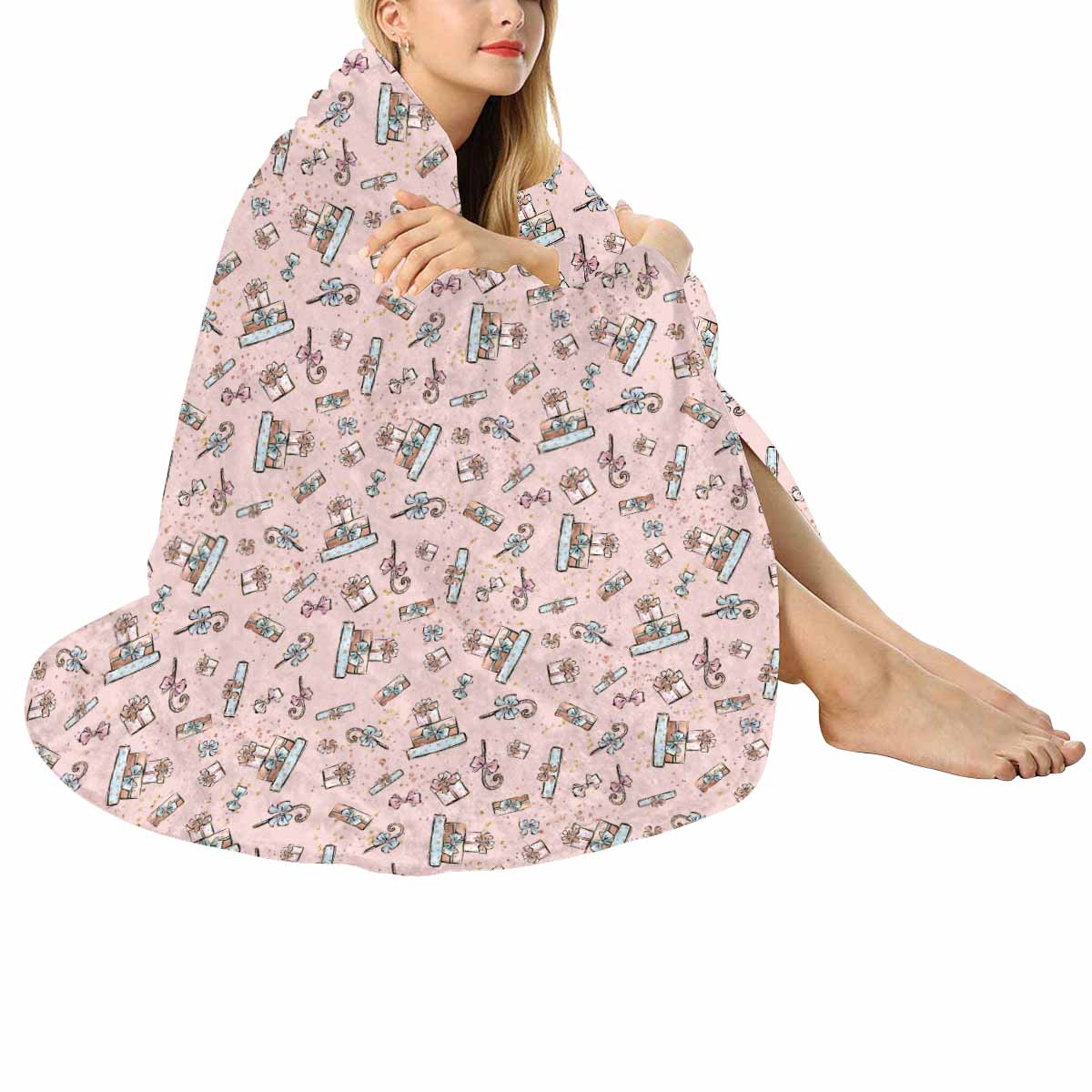 Christmas Presents  Circular Micro Fleece Blanket 60"