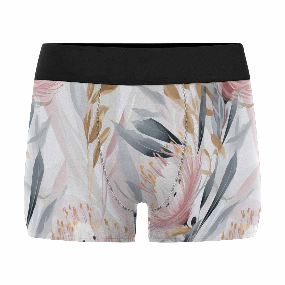 Australian Floral Pink & Grey  AUS Men's Boxer Briefs (Made In AUS)