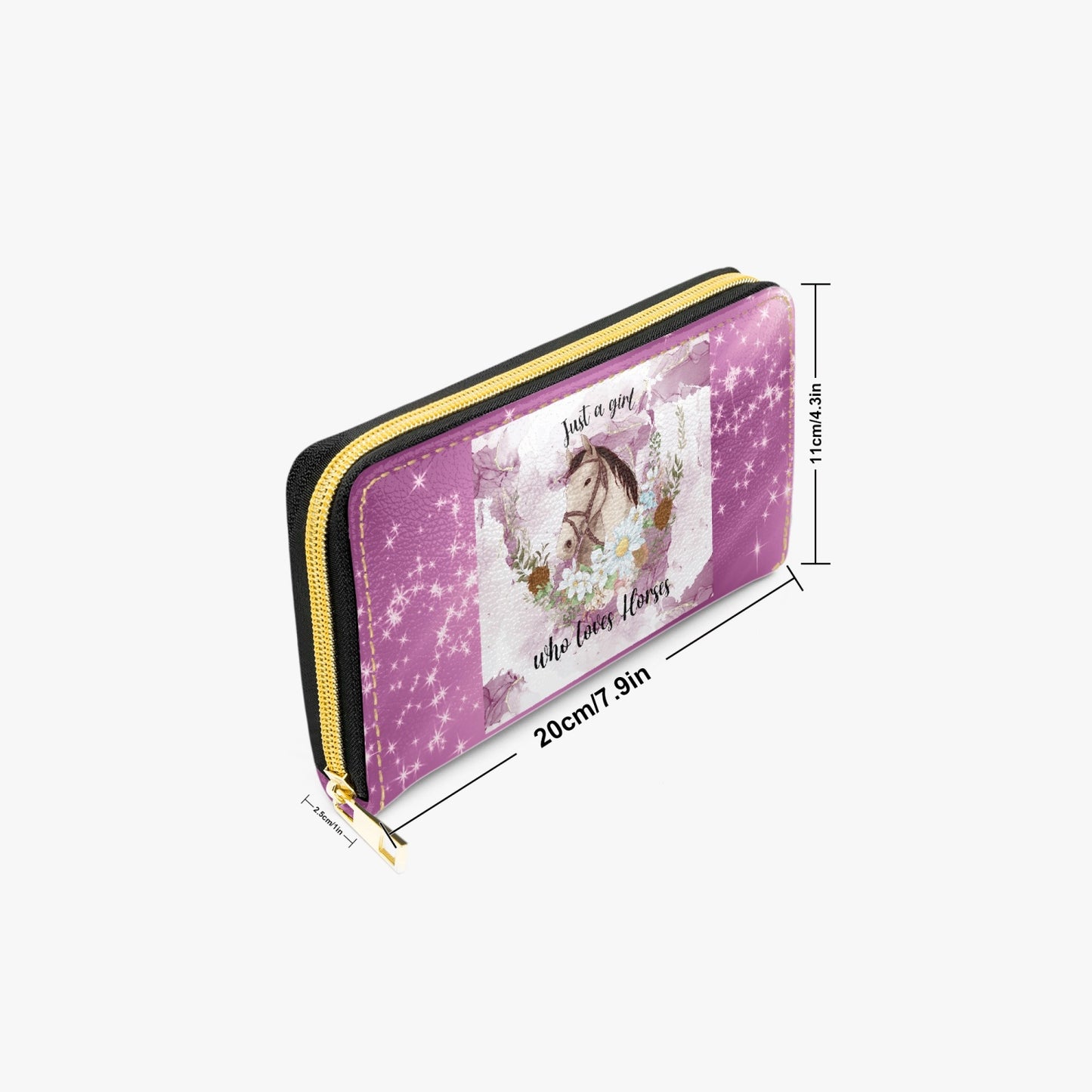 Long Type Zipper Purse, Just a Girl who loves Horses, awd-1345