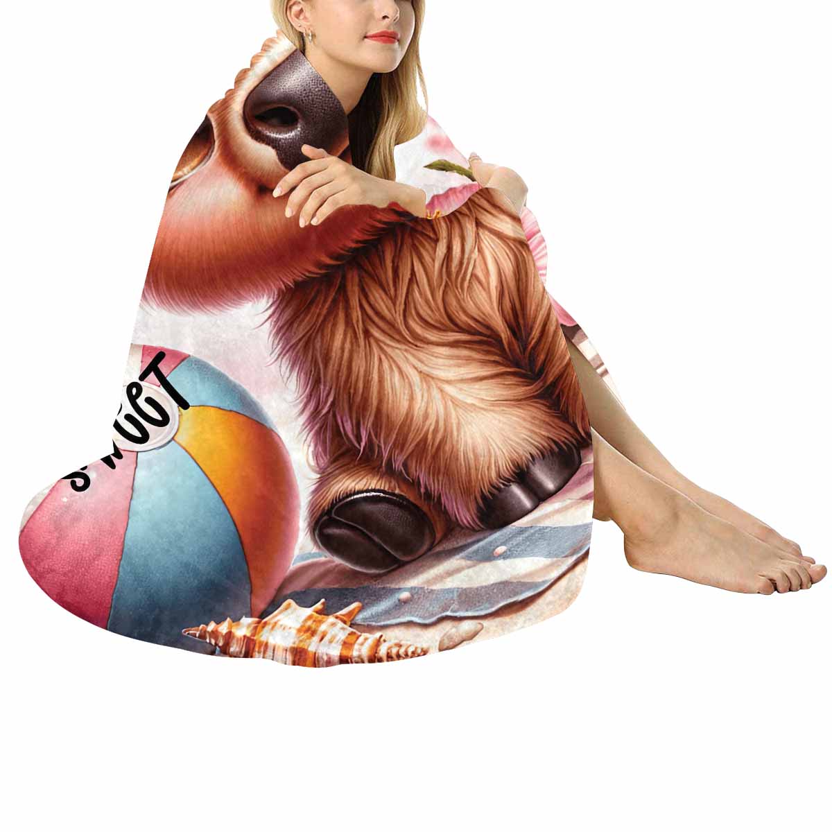 Highland Cow Awd35113  Circular Micro Fleece Blanket 47"