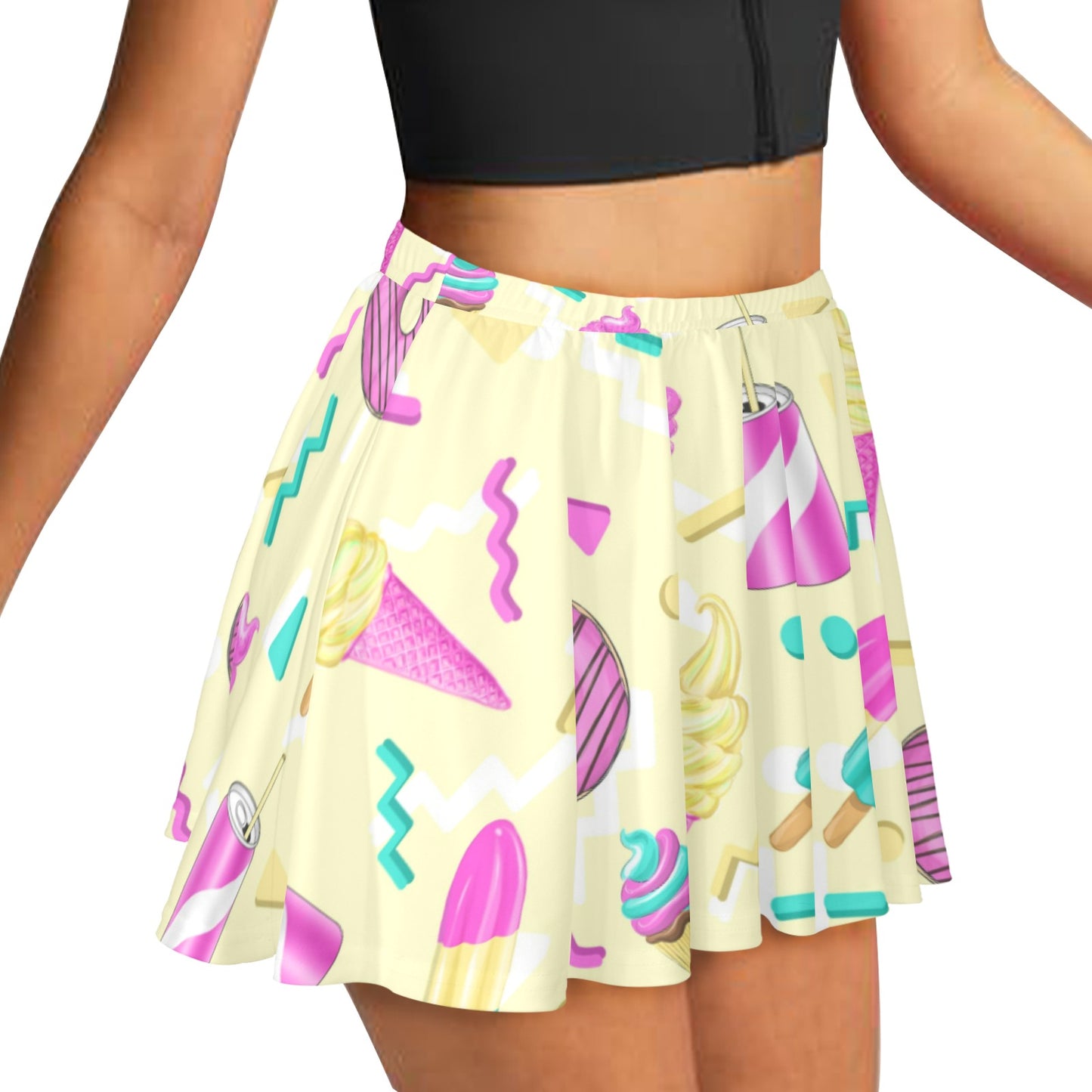 Mariner Skater Skirt 70's 80's 90's Donuts and Icecreams All Over Print Skater Skirt (Model D69)