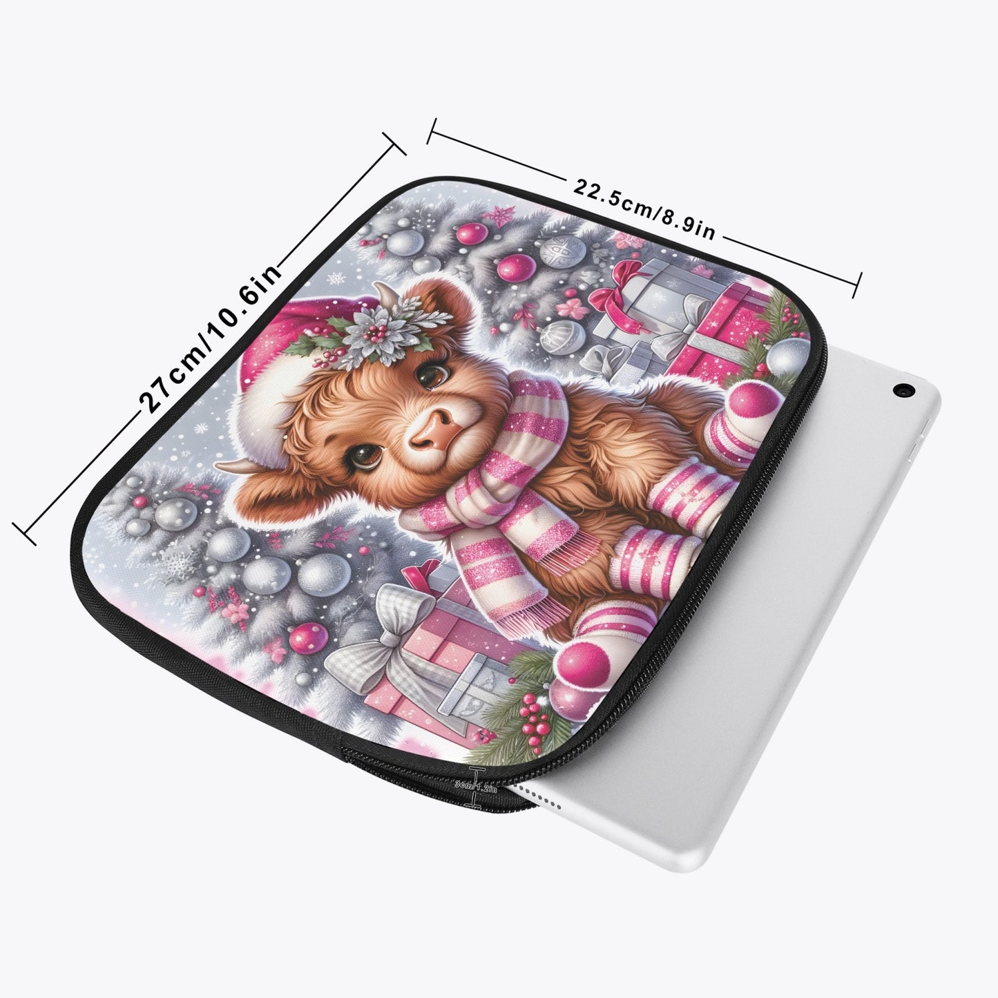 Tablet Sleeve - Christmas - Highland Cow - awd-1368