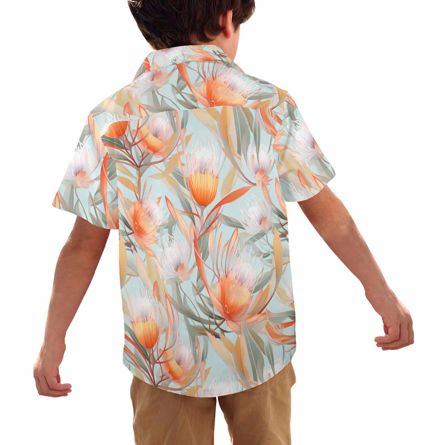 Australian Floral Green  Little Boys Hawaiian Shirt