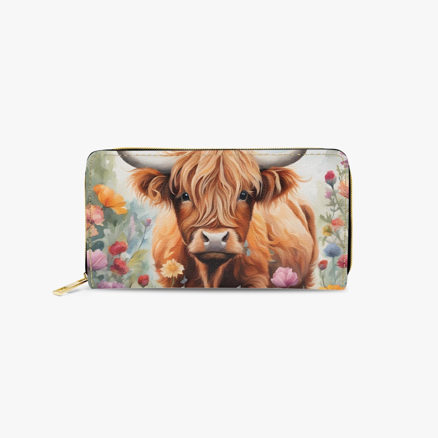 Long Type Zipper Purse, Highland Cow, awd-643