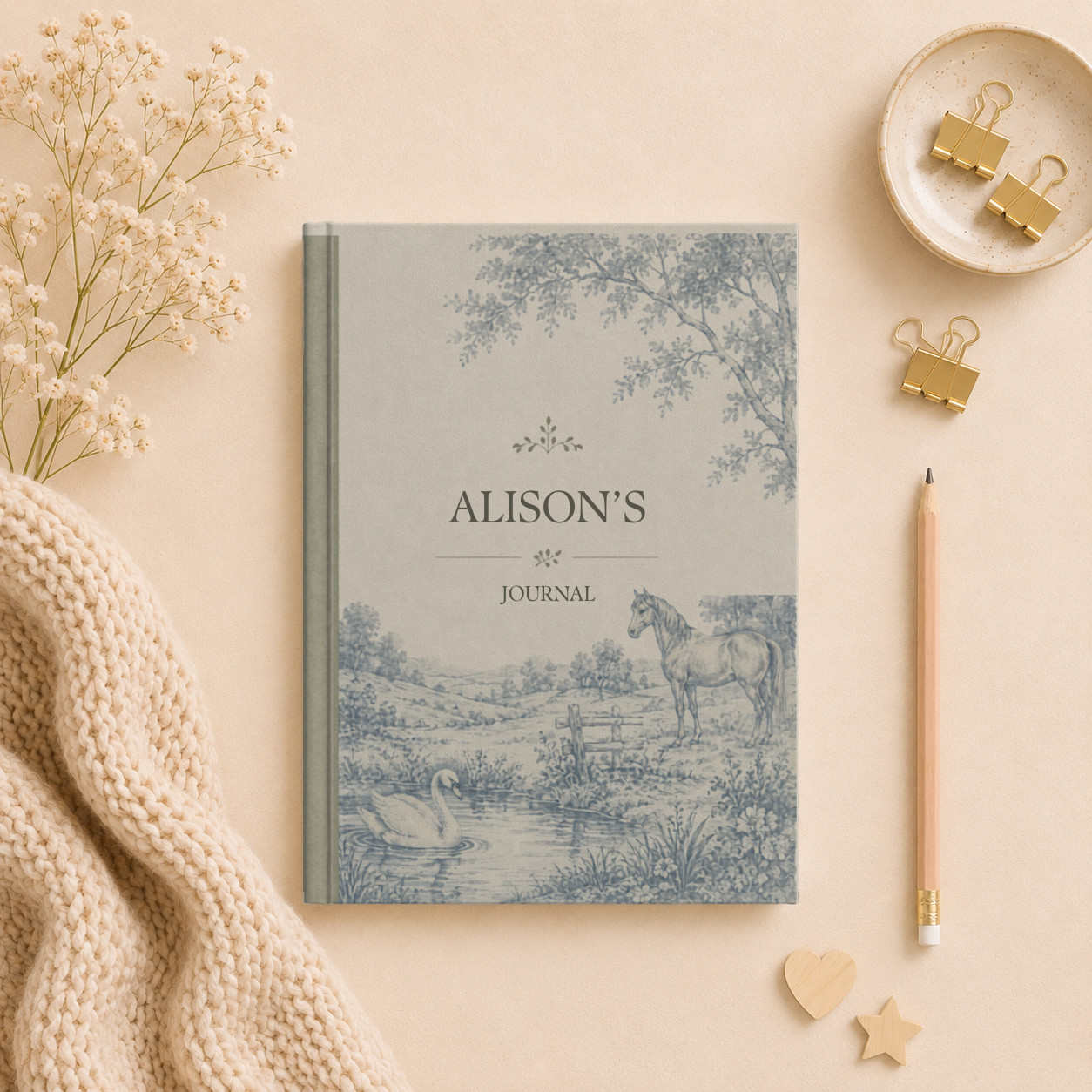 Personalized Hardcover Journal, Custom Matte Notebook, Vintage Style Horse Journal, Thoughtful Gift Idea, Stylish Writing Diary, Unique Present