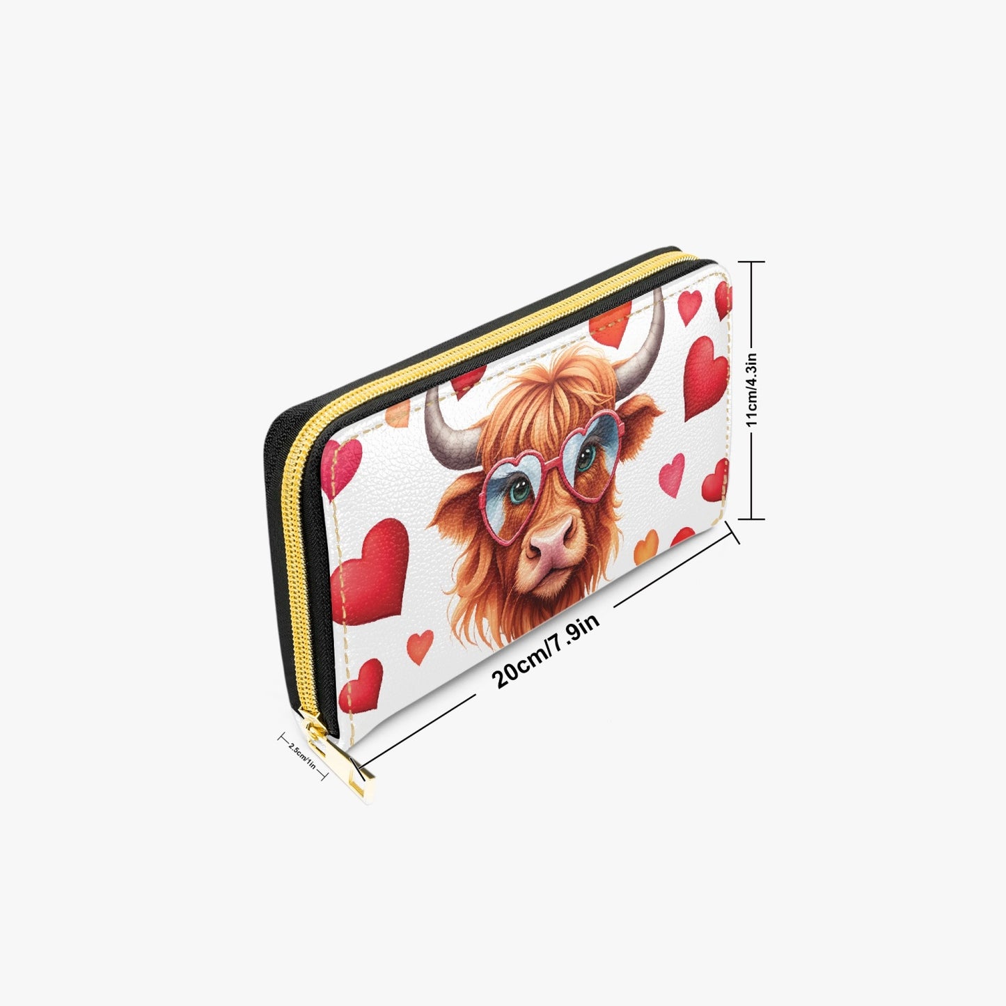 Long Type Zipper Purse - Highland Cow