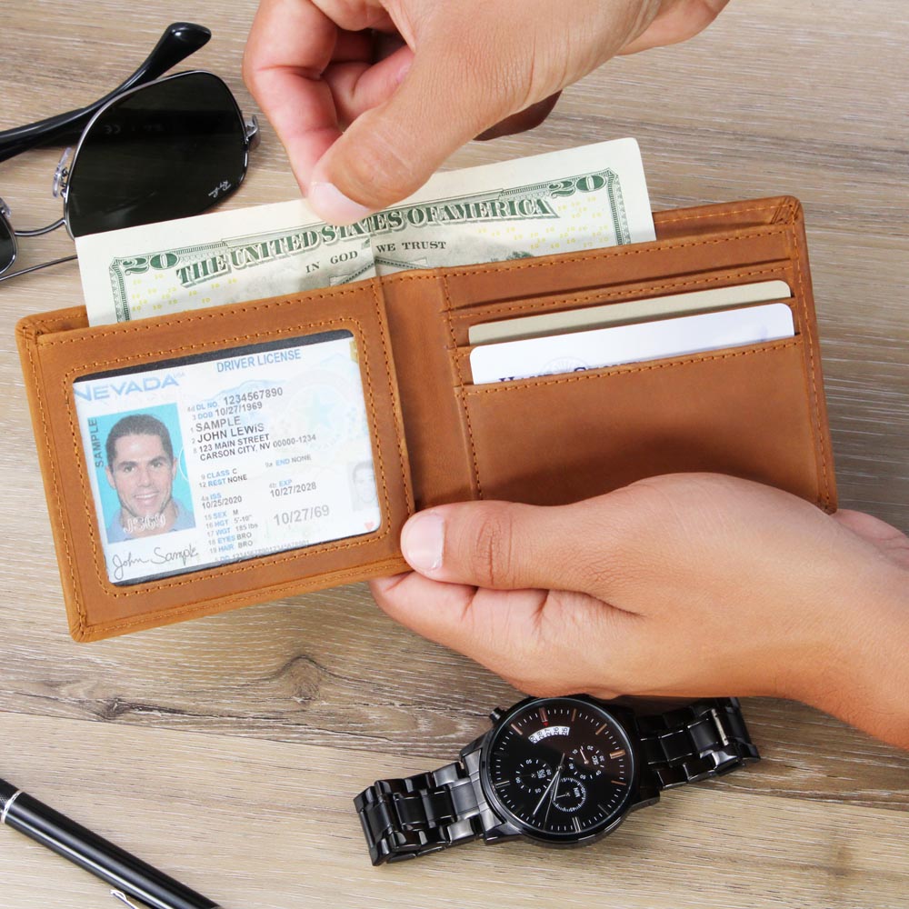 Printed Leather Wallet-TO MY DAD-Sometimes