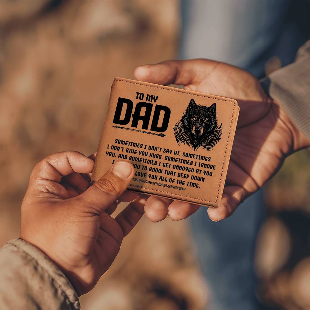 Printed Leather Wallet-TO MY DAD-Sometimes