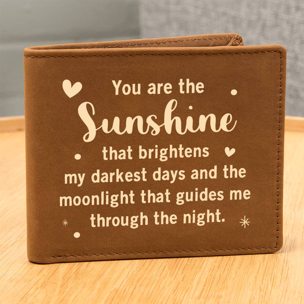 Men's Leather Wallet You are the Sunshine