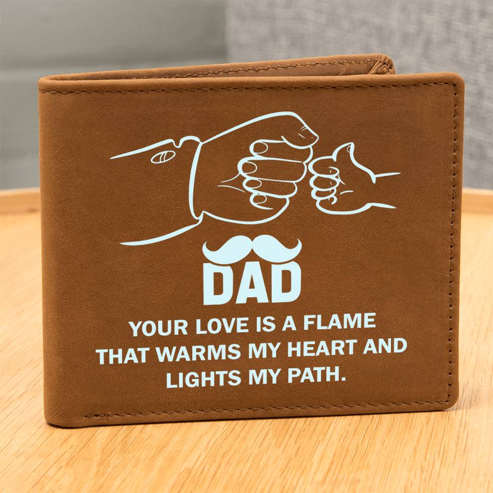 Men's Leather Wallet Dad Love is a Flame