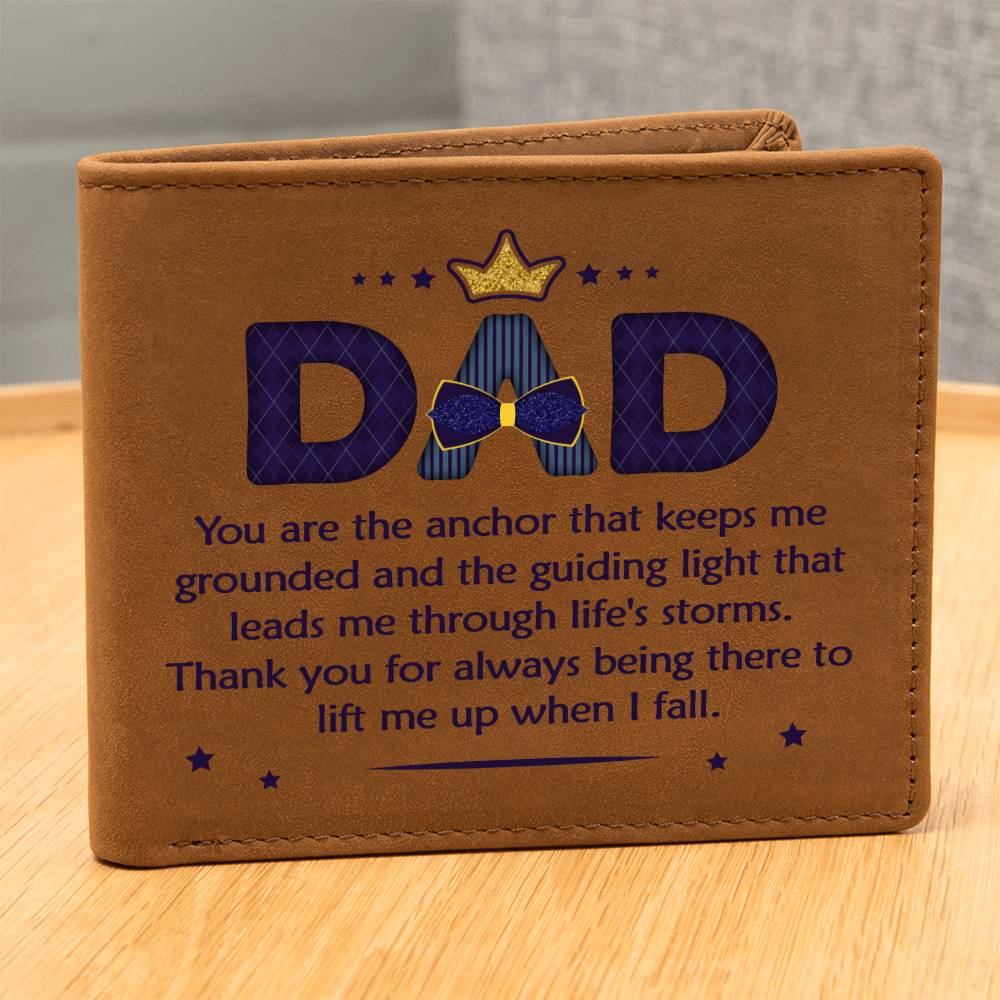 Men's Leather Wallet Dad You Are the Anchor