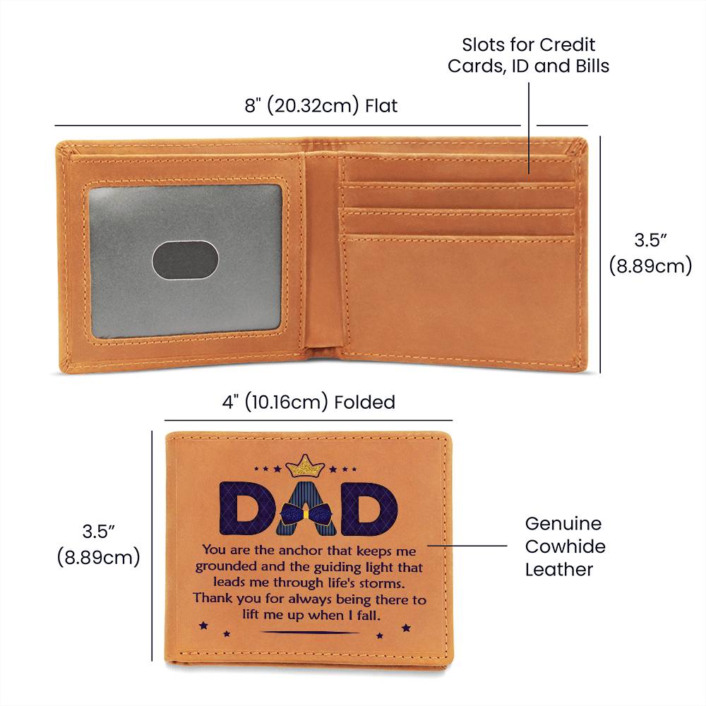 Men's Leather Wallet Dad You Are the Anchor