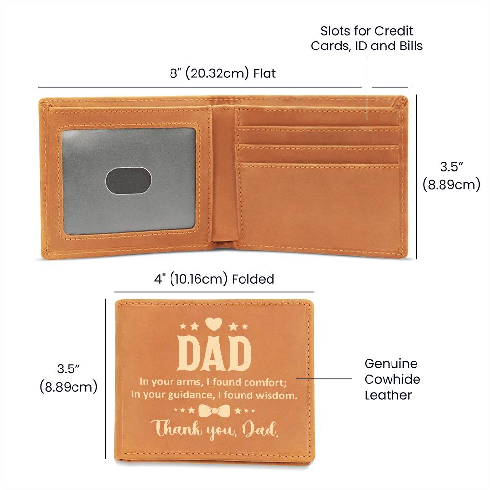 Men's Leather Wallet Dad  In Your Arms, I Found Comfort