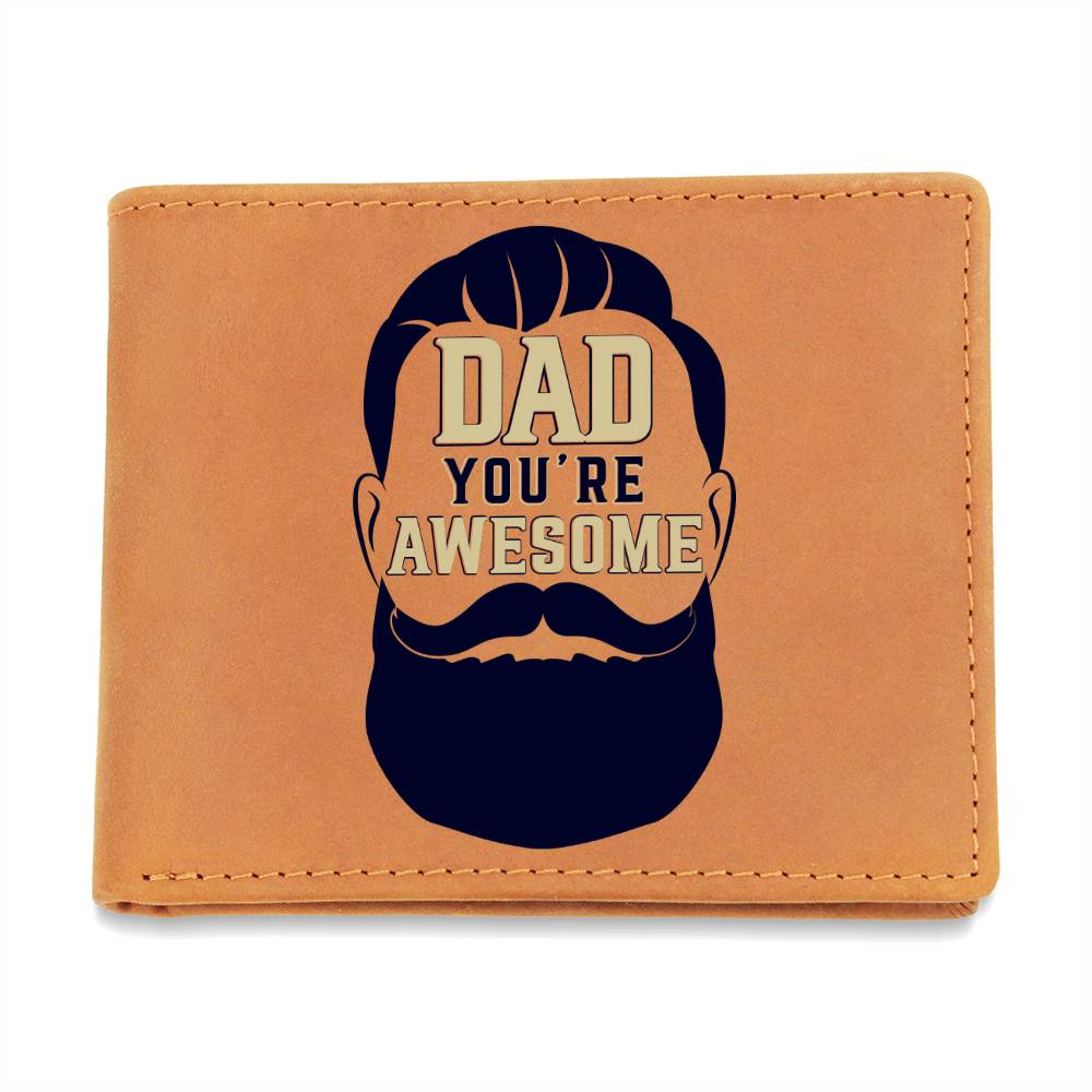 Men's Leather Wallet Dad Awesome