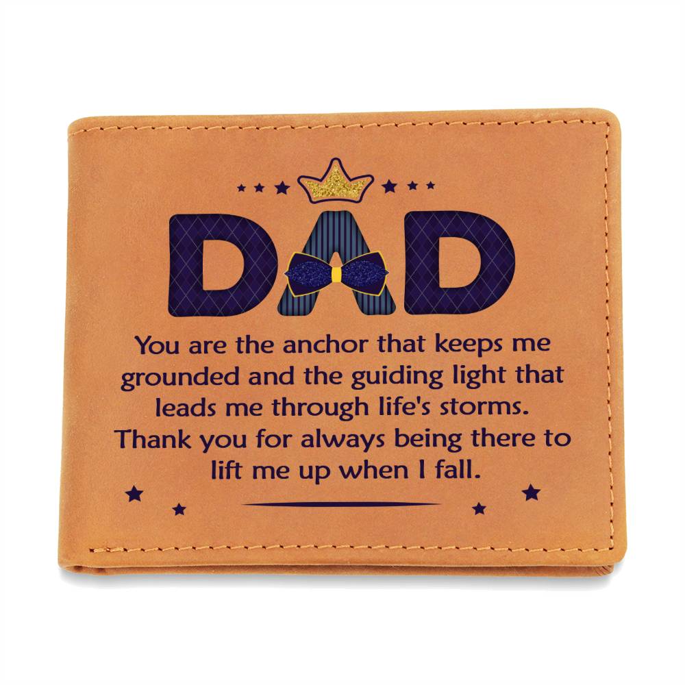 Men's Leather Wallet Dad You Are the Anchor