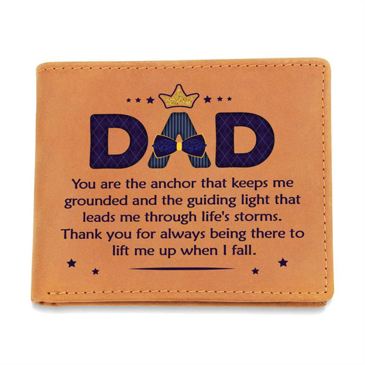 Men's Leather Wallet Dad You Are the Anchor