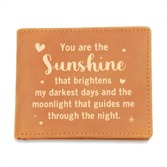 Men's Leather Wallet You are the Sunshine