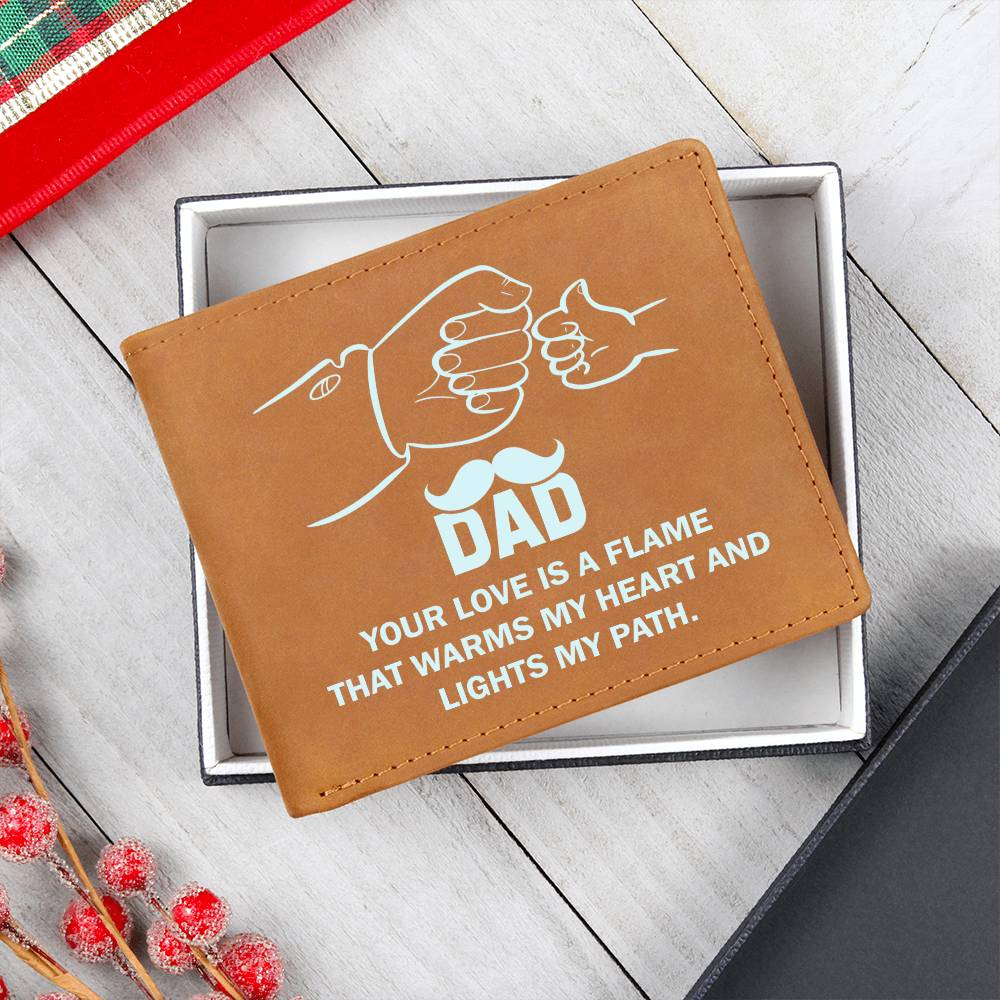 Men's Leather Wallet Dad Love is a Flame