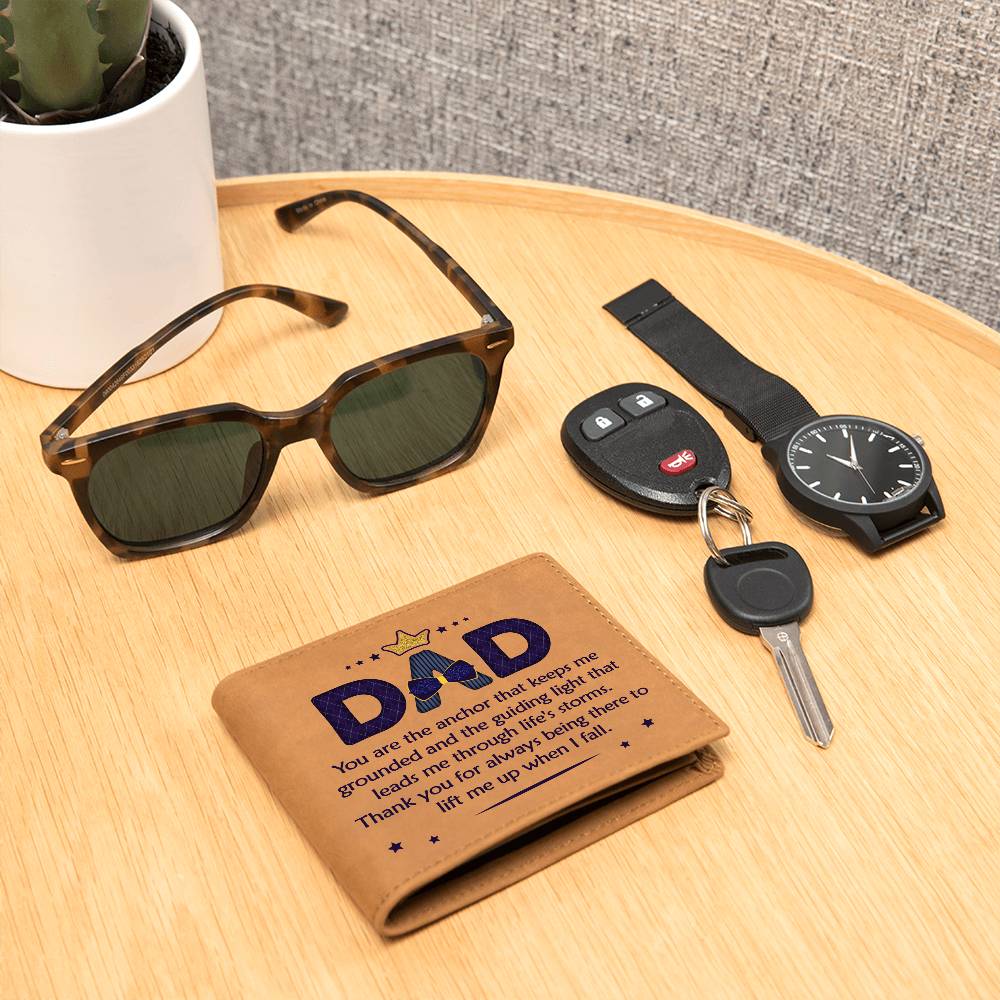 Men's Leather Wallet Dad You Are the Anchor