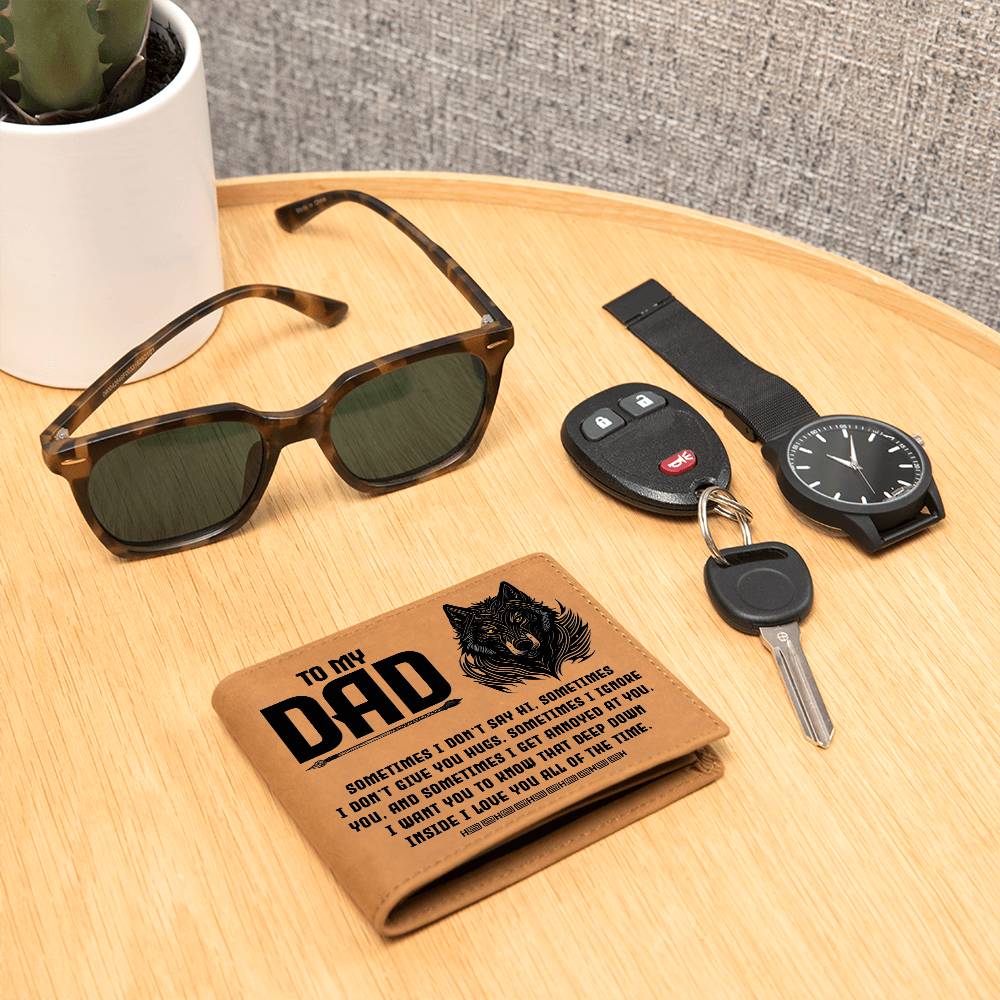 Printed Leather Wallet-TO MY DAD-Sometimes