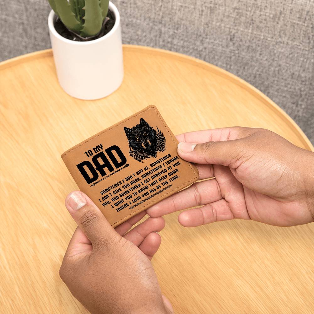 Printed Leather Wallet-TO MY DAD-Sometimes