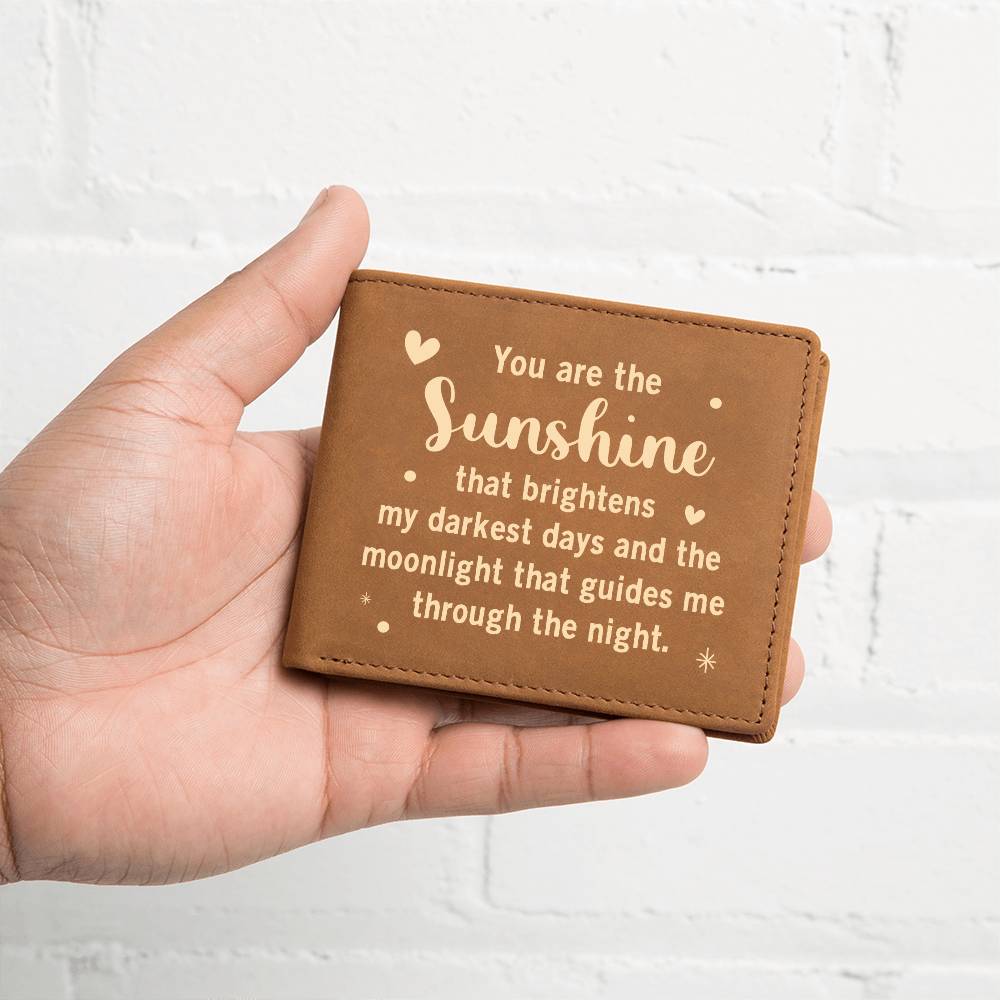 Men's Leather Wallet You are the Sunshine