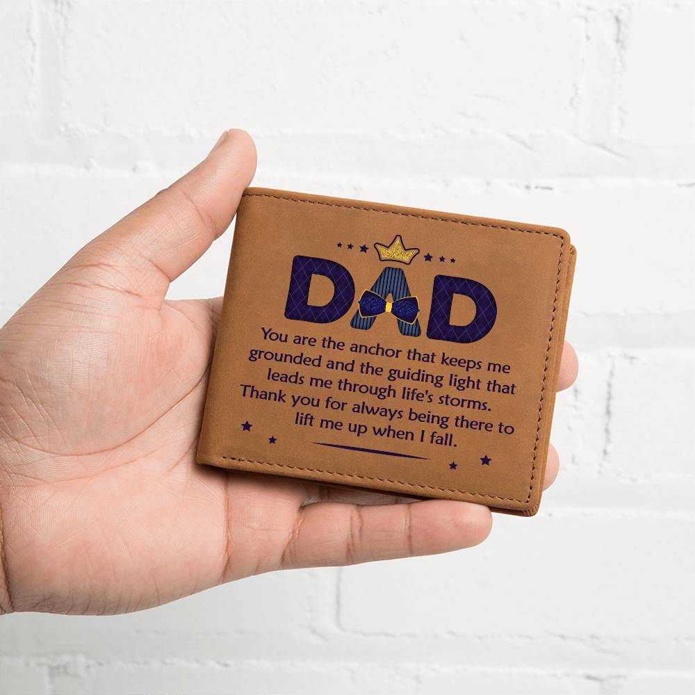 Men's Leather Wallet Dad You Are the Anchor