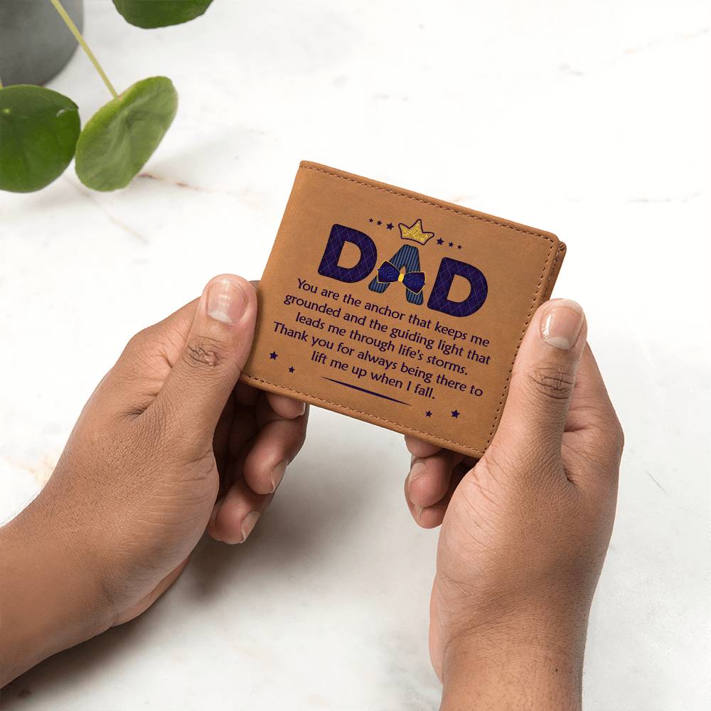 Men's Leather Wallet Dad You Are the Anchor