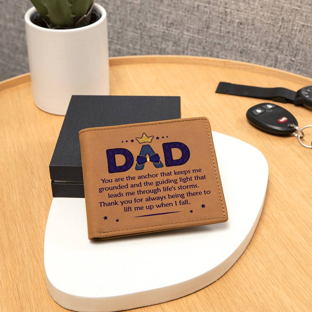 Men's Leather Wallet Dad You Are the Anchor