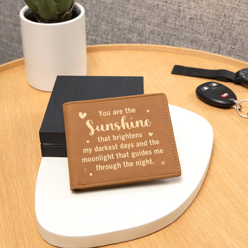 Men's Leather Wallet You are the Sunshine