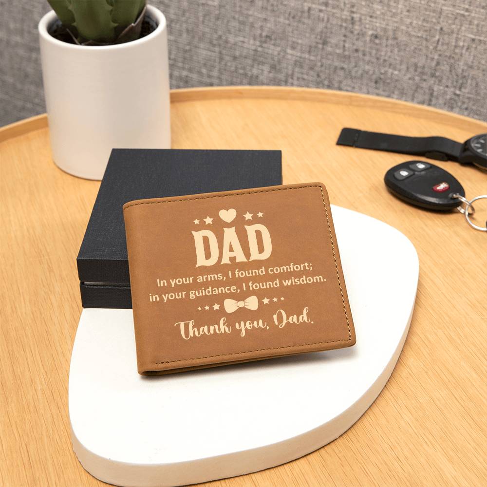 Men's Leather Wallet Dad  In Your Arms, I Found Comfort