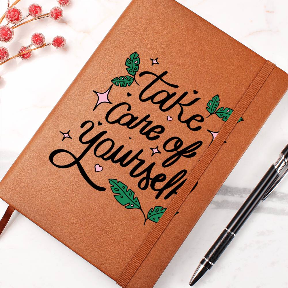 Printed Leather Journal Take Care of Yourself