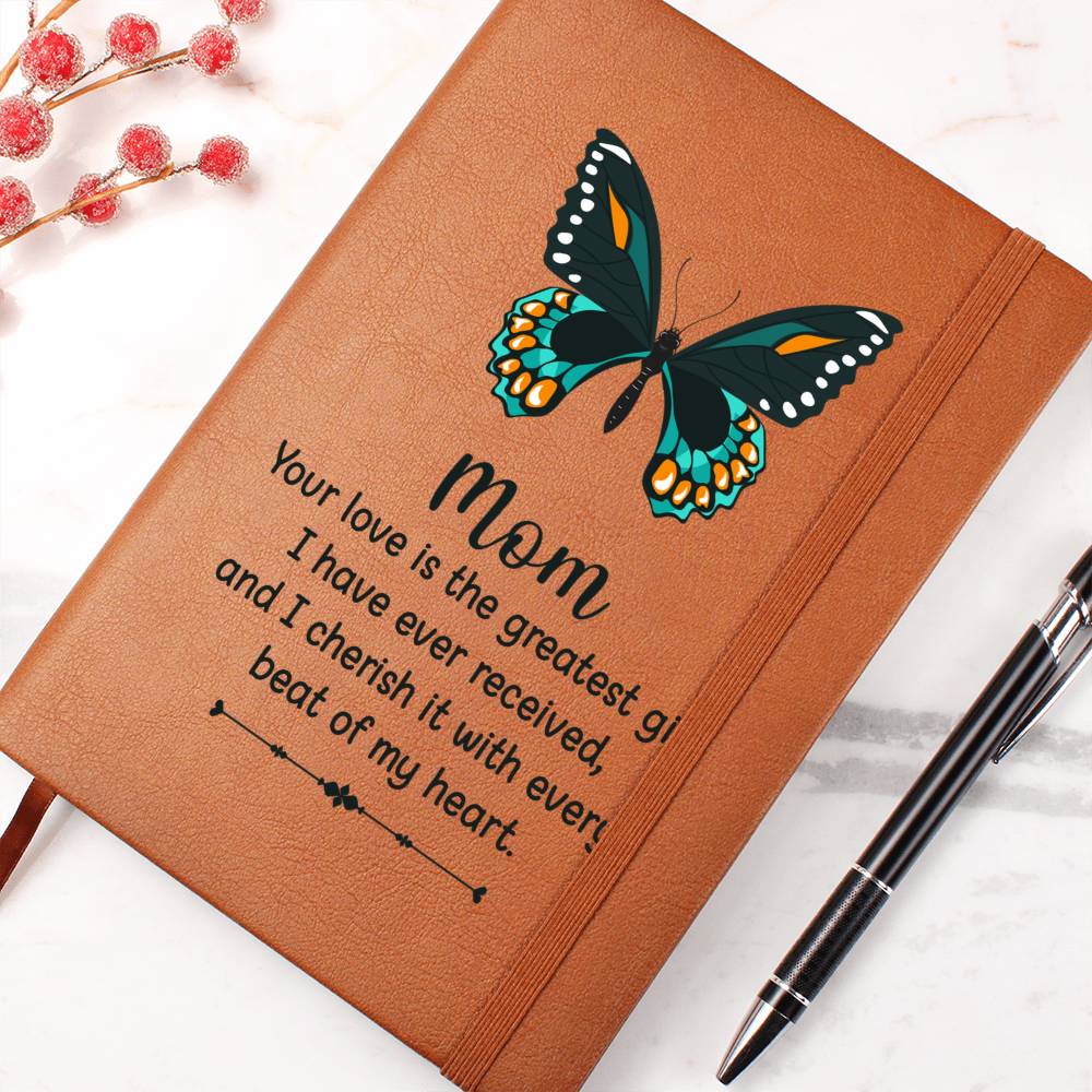 Printed Leather Journal Mom Butterfly