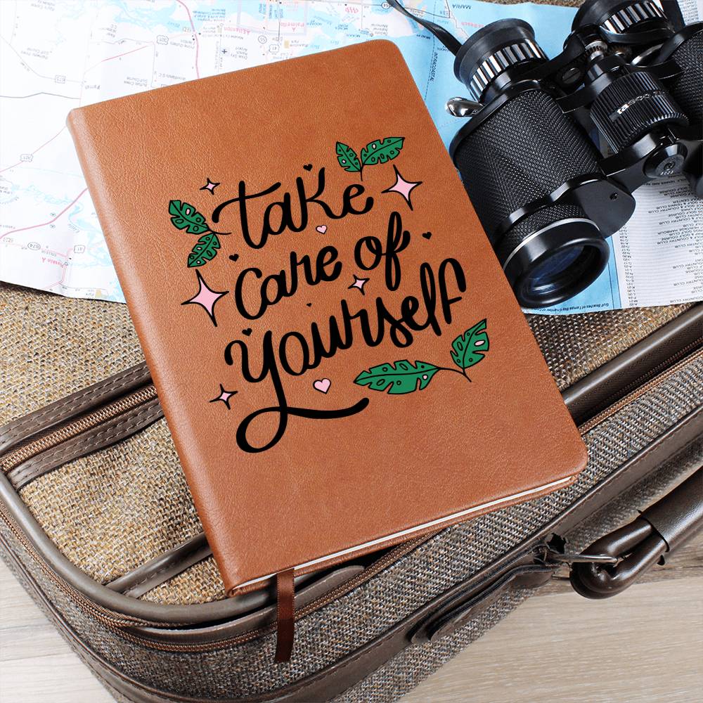 Printed Leather Journal Take Care of Yourself