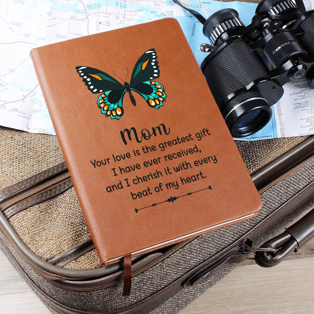 Printed Leather Journal Mom Butterfly