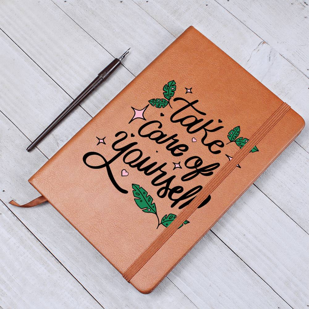 Printed Leather Journal Take Care of Yourself