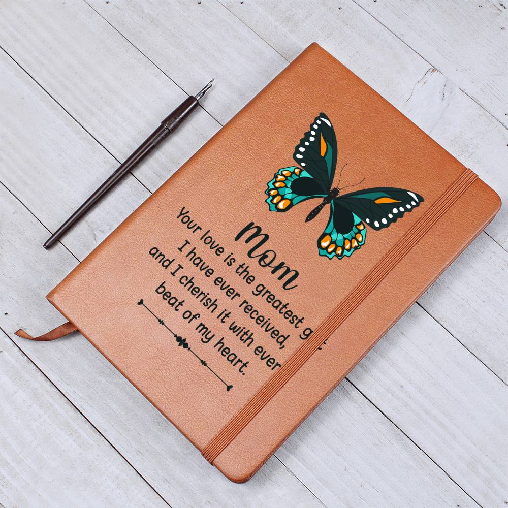 Printed Leather Journal Mom Butterfly