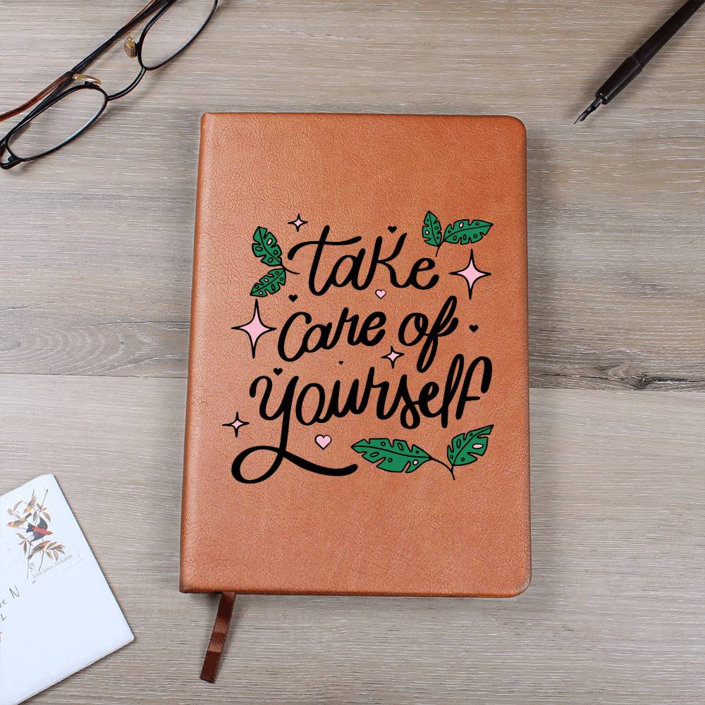 Printed Leather Journal Take Care of Yourself